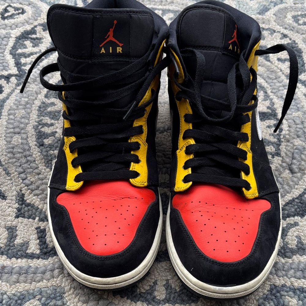 Jordan High-Top Black, Red, and Yellow Sneakers